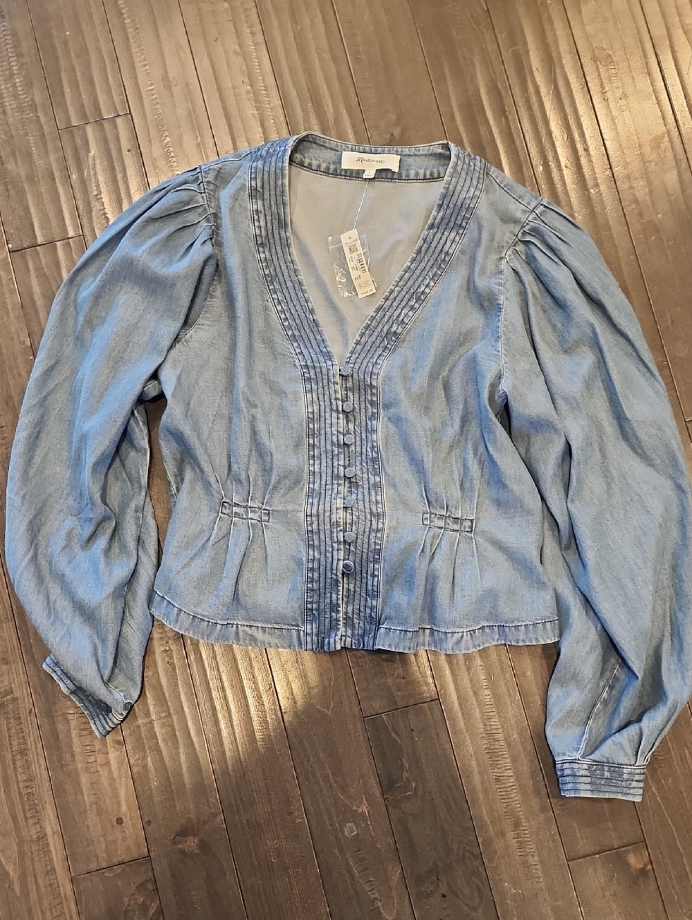 Madewell Light Blue Denim V-Neck Top